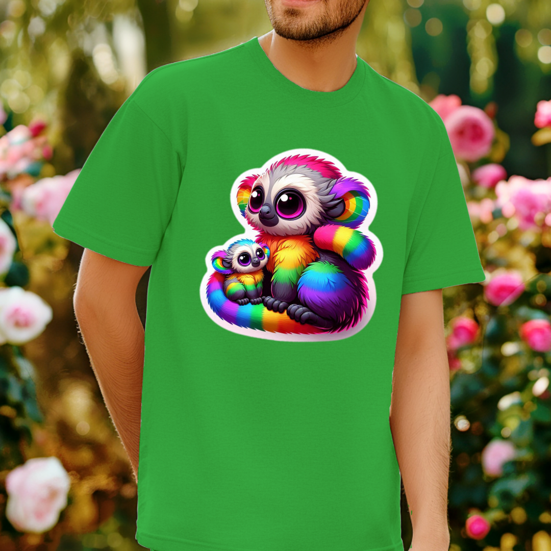 Rainbow Cartoon Bushbabies Unisex Soft T-Shirt