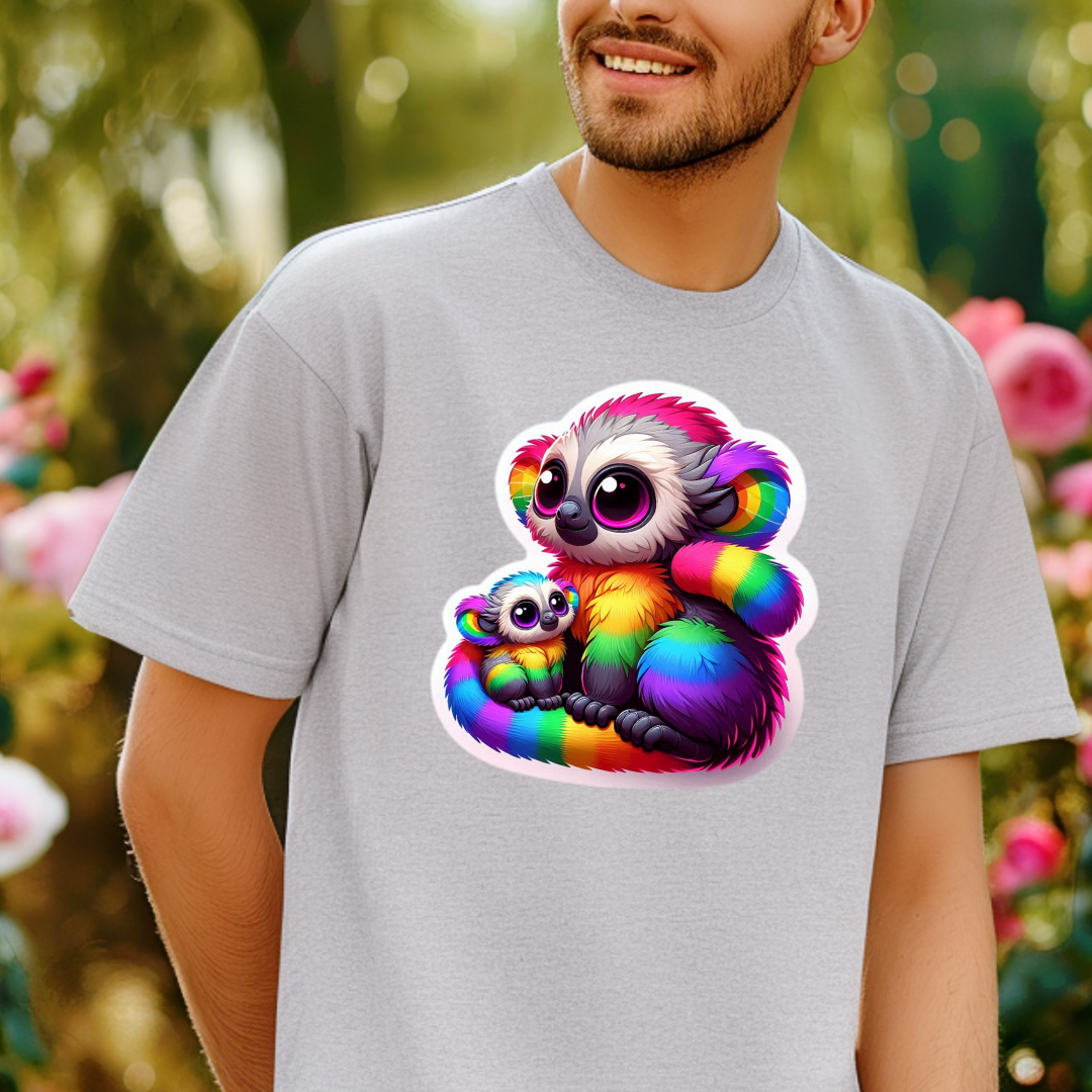 Rainbow Cartoon Bushbabies Unisex Soft T-Shirt