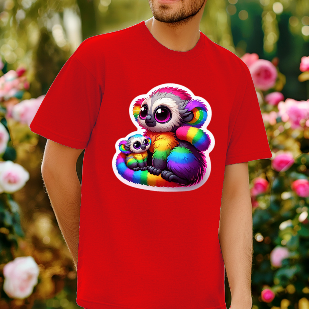 Rainbow Cartoon Bushbabies Unisex Soft T-Shirt
