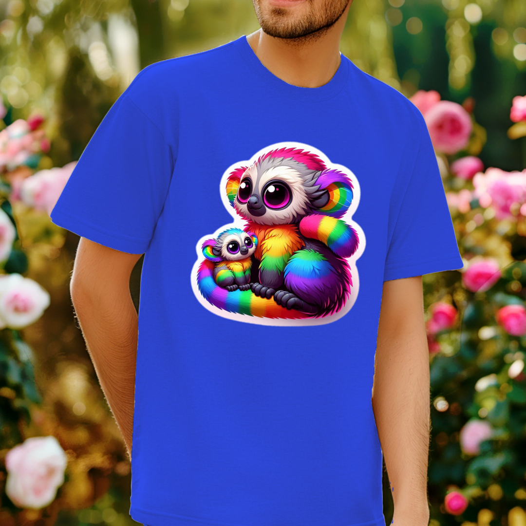 Rainbow Cartoon Bushbabies Unisex Soft T-Shirt
