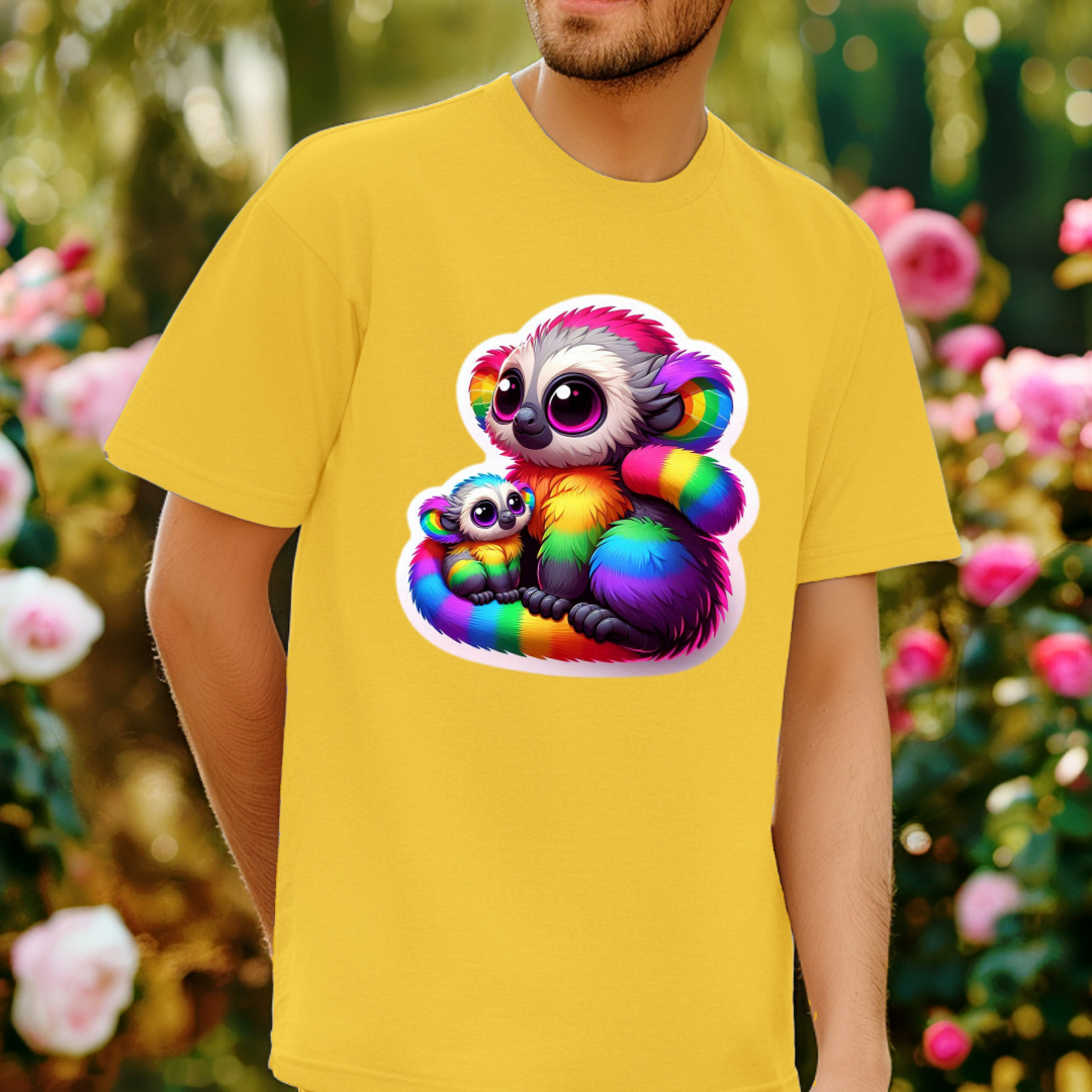Rainbow Cartoon Bushbabies Unisex Soft T-Shirt