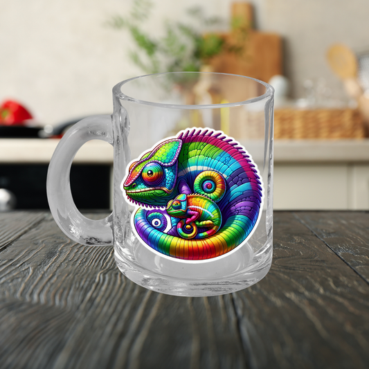 Rainbow Chameleon Glass Mug