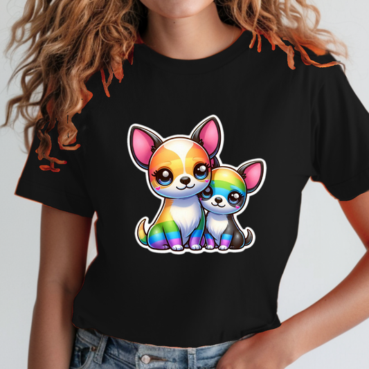 Rainbow Short-Haired Chihuahuas Unisex Soft T-Shirt