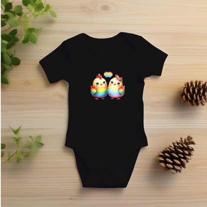 Onesie - Playful Rainbow Chicks