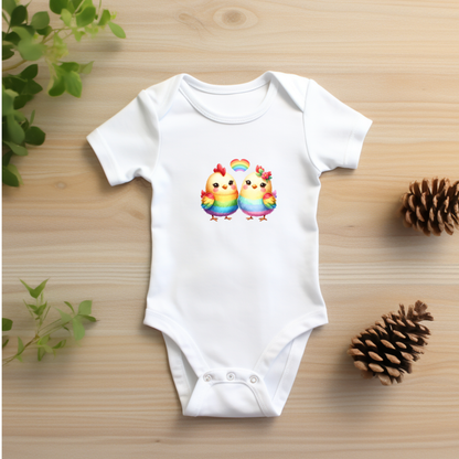Onesie - Playful Rainbow Chicks