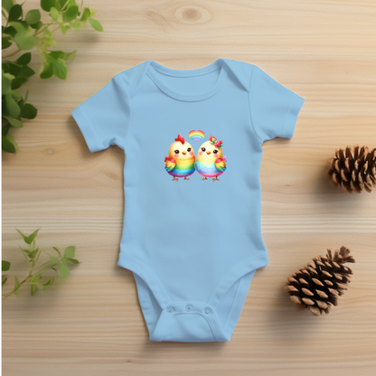 Onesie - Playful Rainbow Chicks