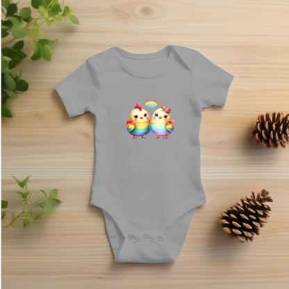 Onesie - Playful Rainbow Chicks