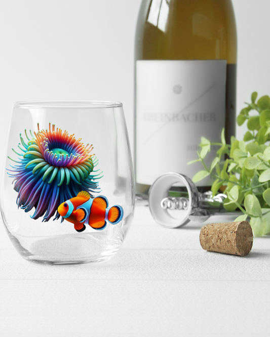 Rainbow Anenome & Guarding Clownfish Whiskey Glass