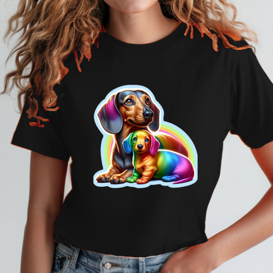 Rainbow Dachshunds Unisex Soft T-Shirt