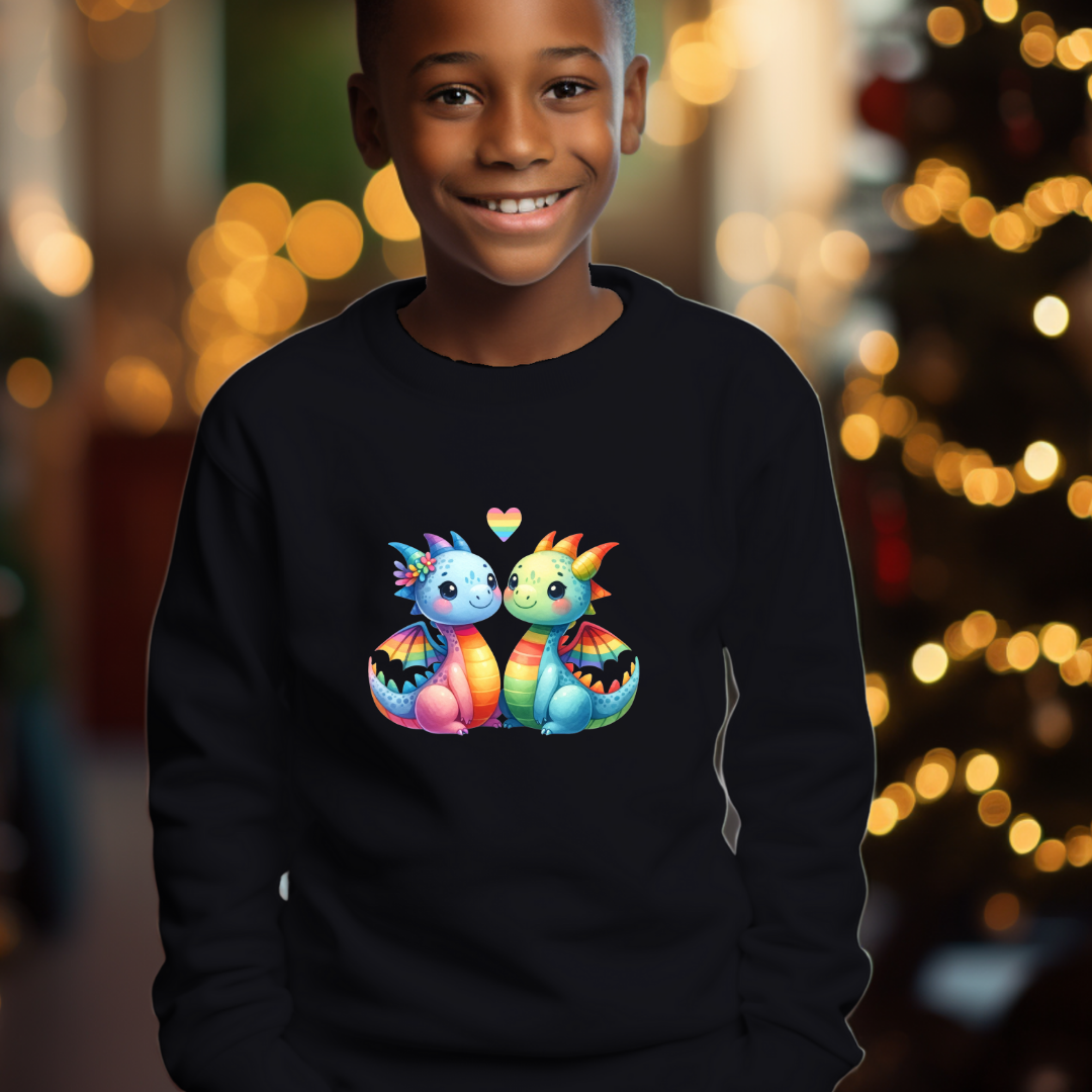 Kids Sweatshirt - Cute Rainbow Animal Soft Dragons
