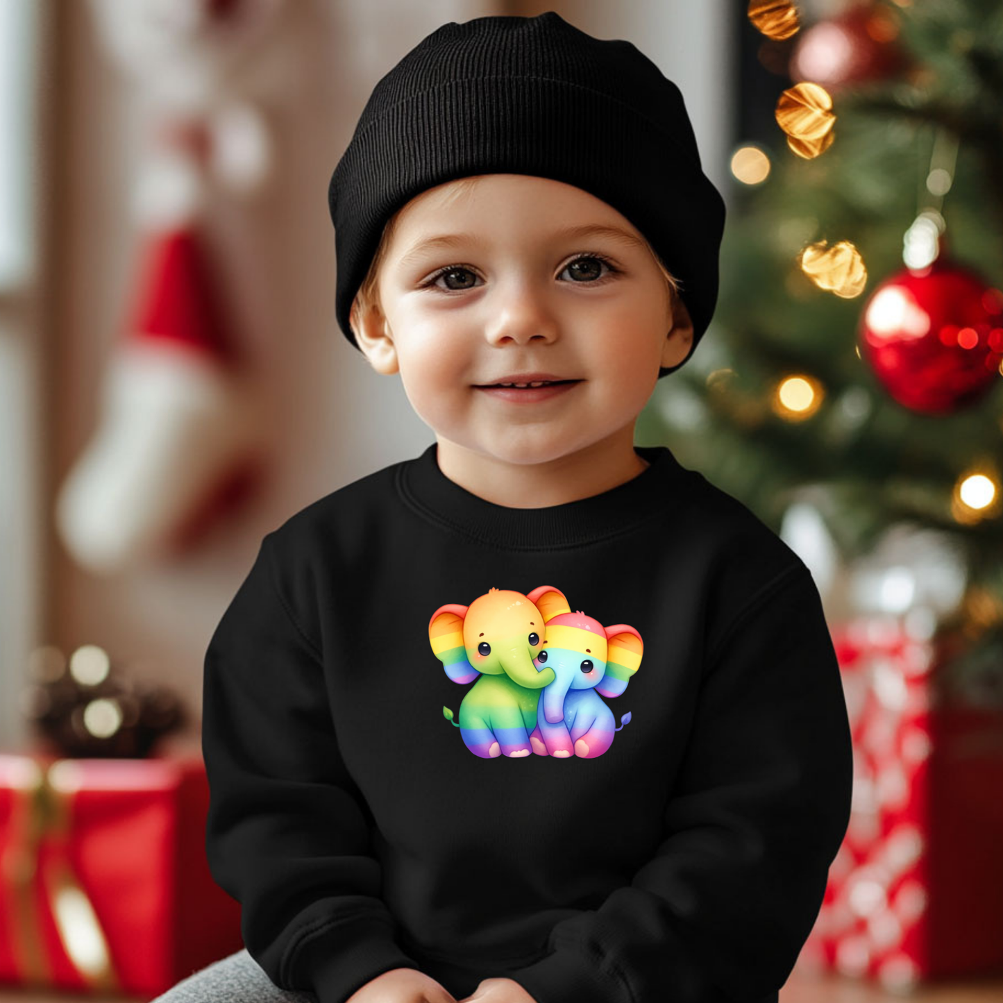 Toddler Sweatshirt - Cute Rainbow Elephants