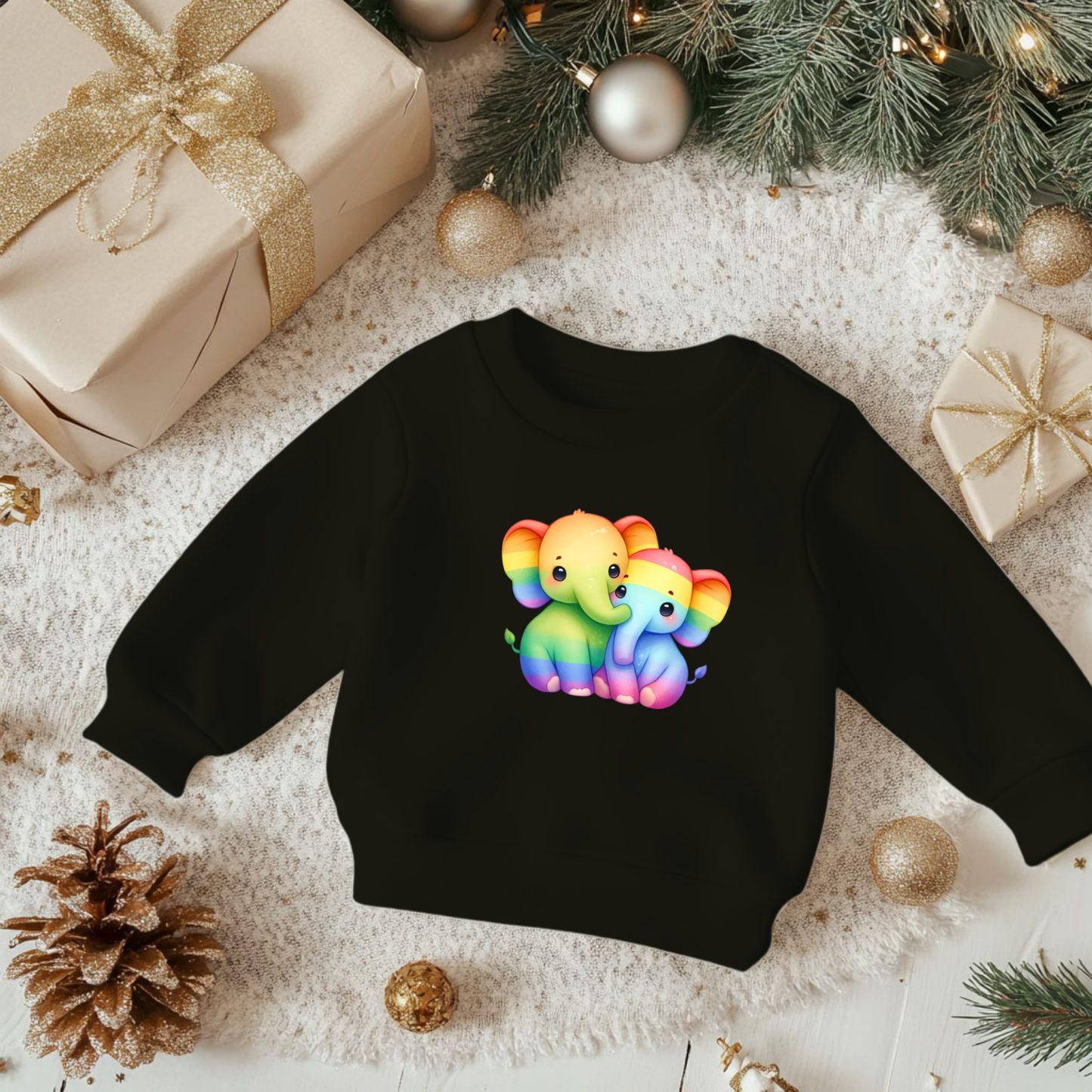 Toddler Sweatshirt - Cute Rainbow Elephants
