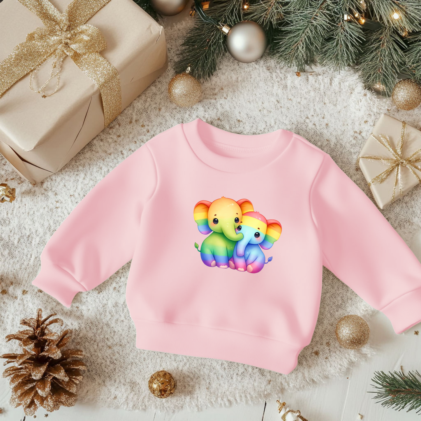 Toddler Sweatshirt - Cute Rainbow Elephants