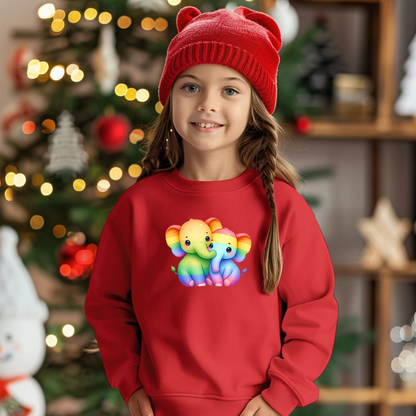 Kid's Sweatshirt - Cute Rainbow Animal Elephants
