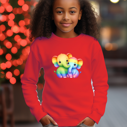 Kid's Sweatshirt - Cute Rainbow Animal Elephants