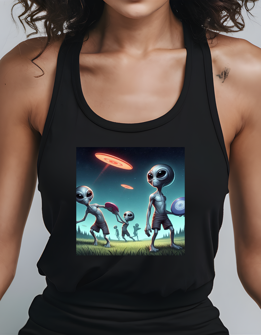 Alien Flying Disc Racerback Tank