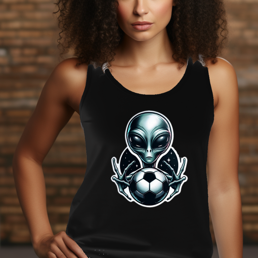 Alien and Soccer Ball - Racerback Tank