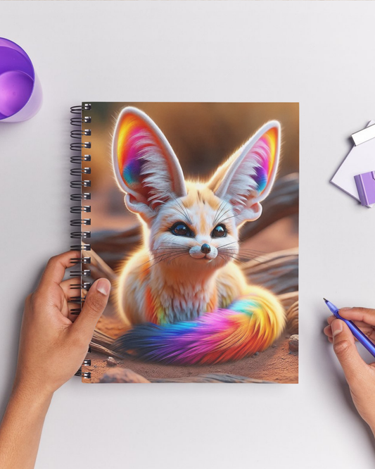 Spiral Notebook - Rainbow Fennec Fox (ruled)