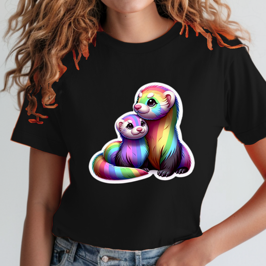 Rainbow Ferrets (or Weasels, or Stoats) Unisex Soft T-Shirt