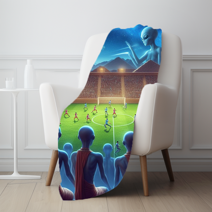 Aliens Watching Intergalactic Futbol Velveteen Plush Blanket