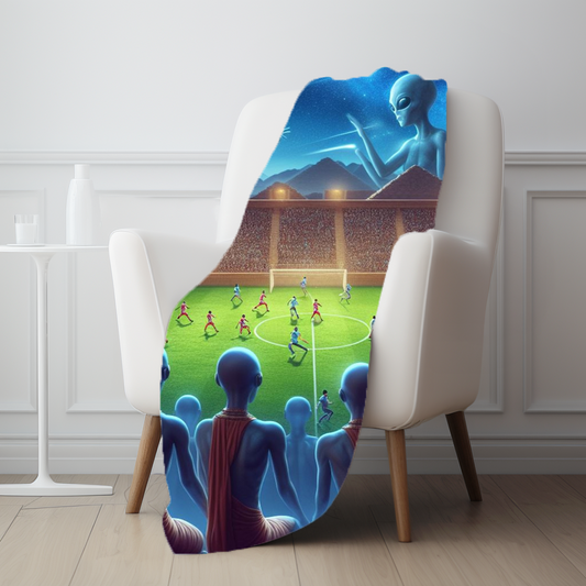 Aliens Watching Intergalactic Futbol Velveteen Plush Blanket