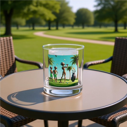 Golfing Aliens Rocks Glass, 10oz