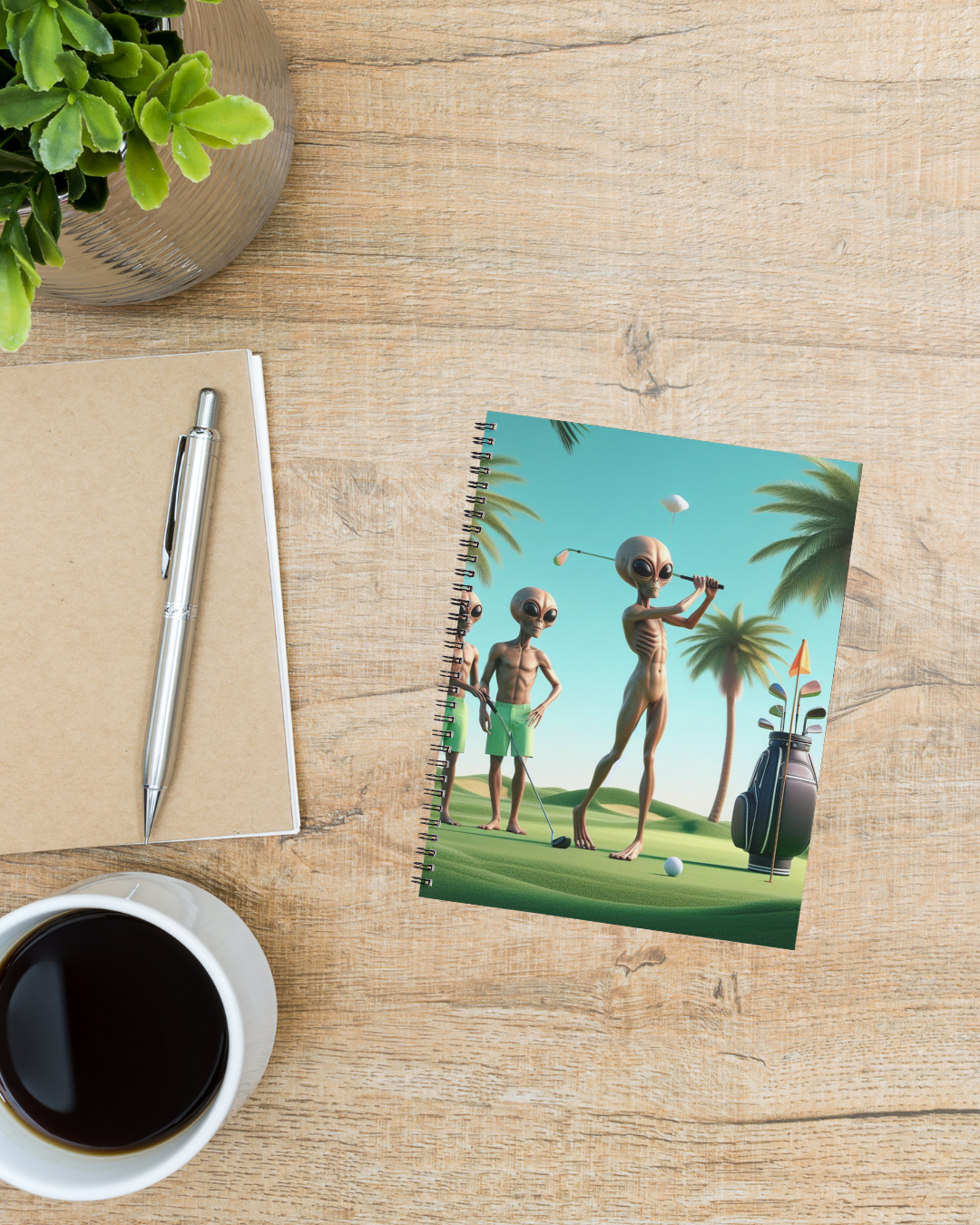 Aliens Playing Golf on a Golf Score book
