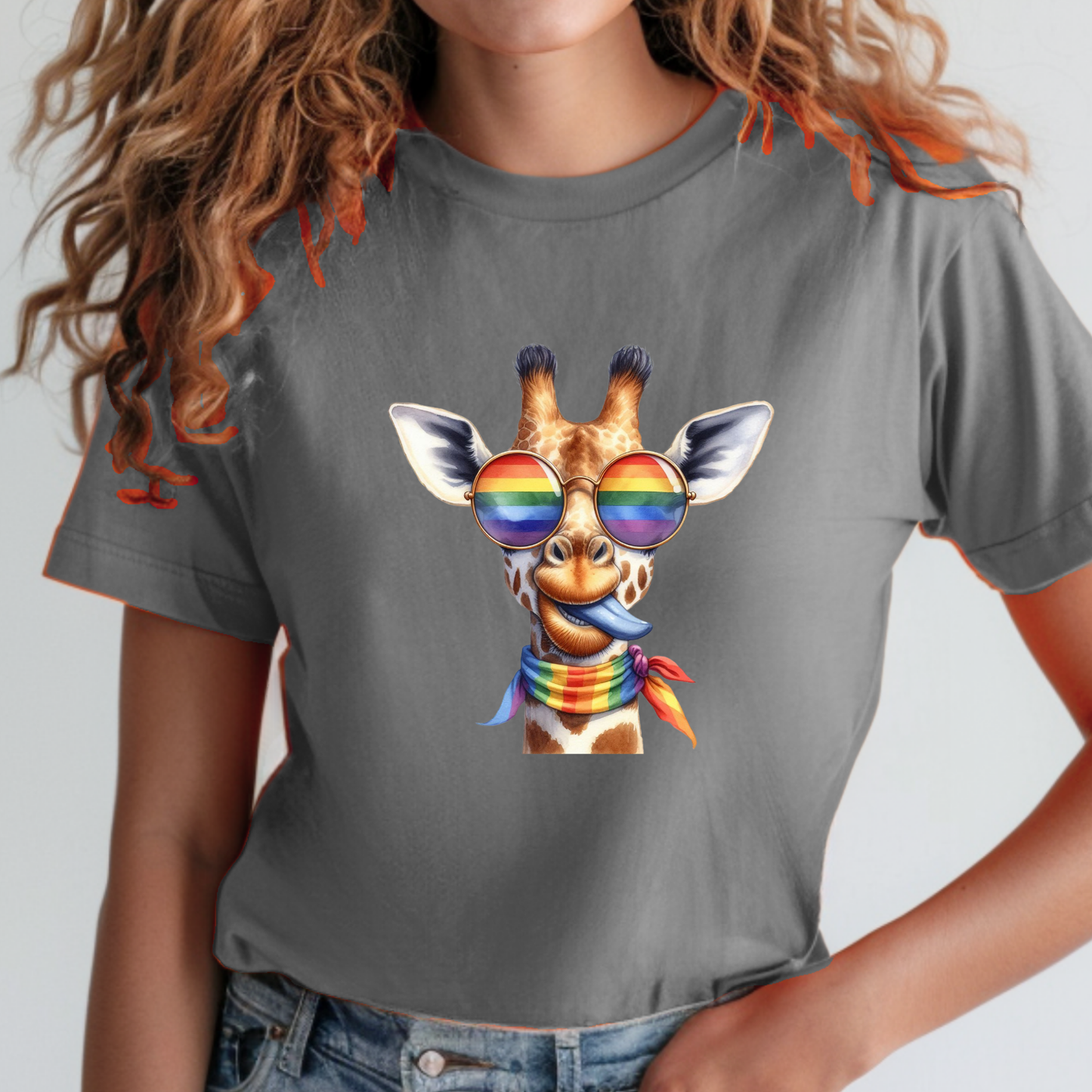 Rainbow Wearing Giraffe - Pride Animals T-Shirt-Giraffe