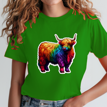 Rainbow Animals T-Shirt Collection: Scottish Highlander Bulls
