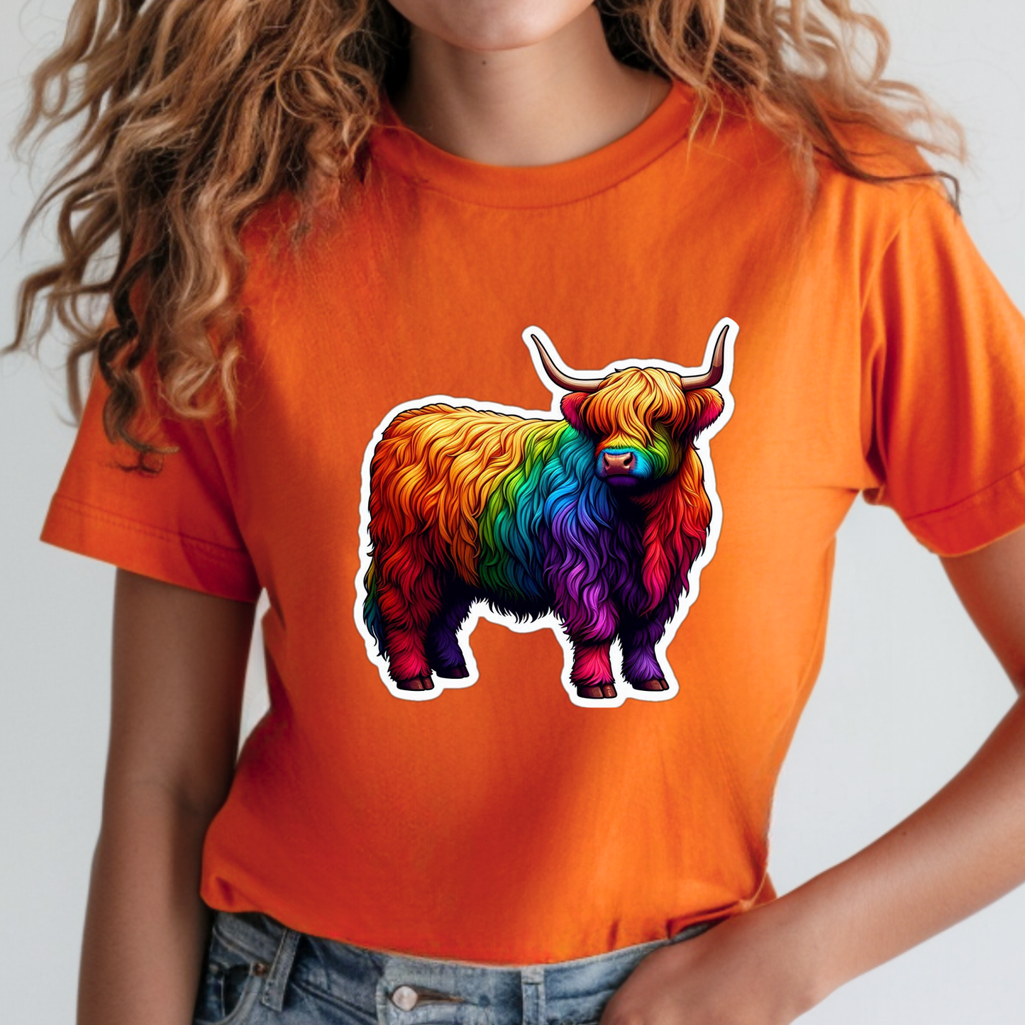Rainbow Animals T-Shirt Collection: Scottish Highlander Bulls