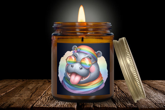 Rainbow Hippo Scented Soy Candle