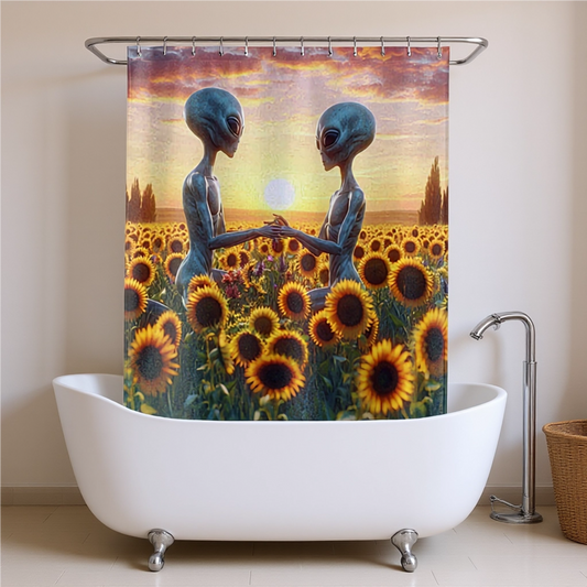 Aliens in Love Shower Curtain