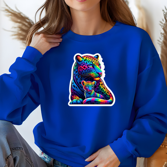 Rainbow Leopard and Cub Sweatshirt