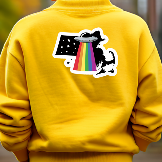 Massachusetts PRIDE Sweatshirt On The Back