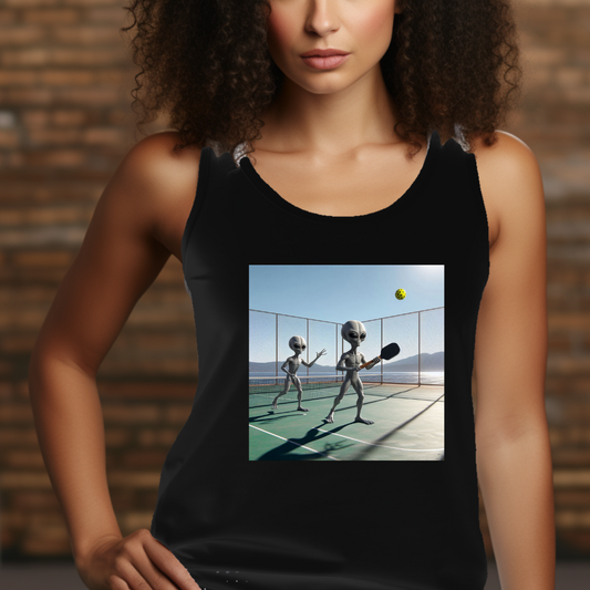 Pickleball Playing Aliens Racerback Tank