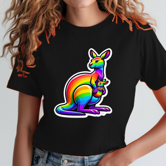 Rainbow Animals T-Shirt Collection: Kangaroo and Joey