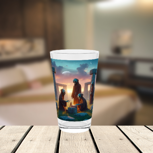 Stonehenge and Aliens Pint Glass, 16oz