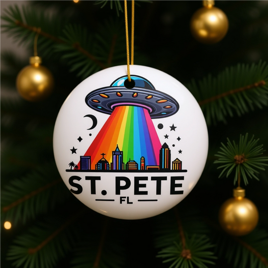 Aliens over St. Pete Christmas Ornament