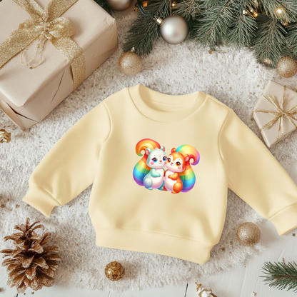 Cute Rainbow Squirrels Toddler Sweatshirt