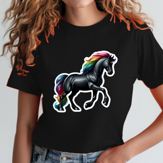 Rainbow Animals T-Shirt Collection: Black Stallion