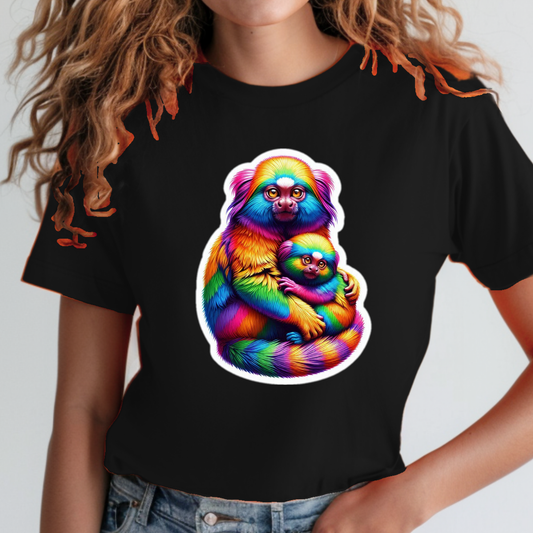Rainbow Animals T-Shirt Collection: Cartoon Tamarins