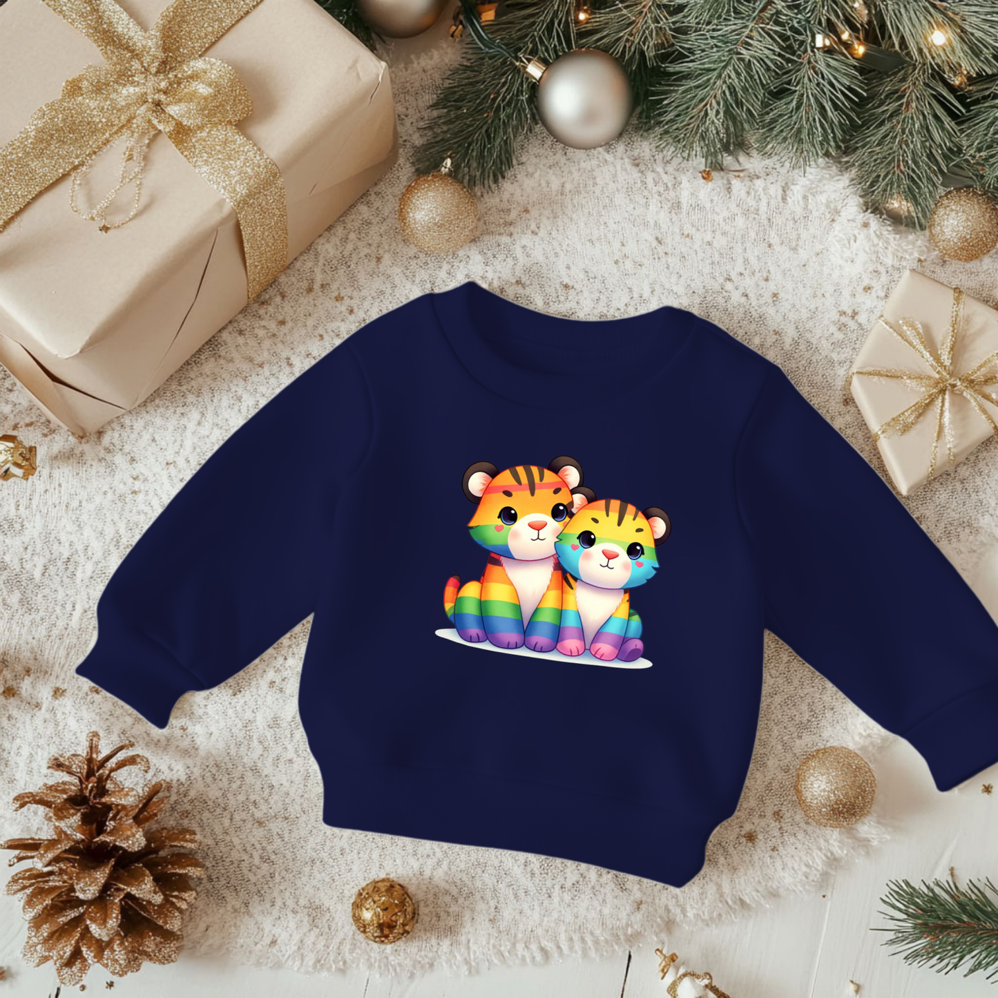Toddler Sweatshirt - Cute Rainbow Tiger Kittens