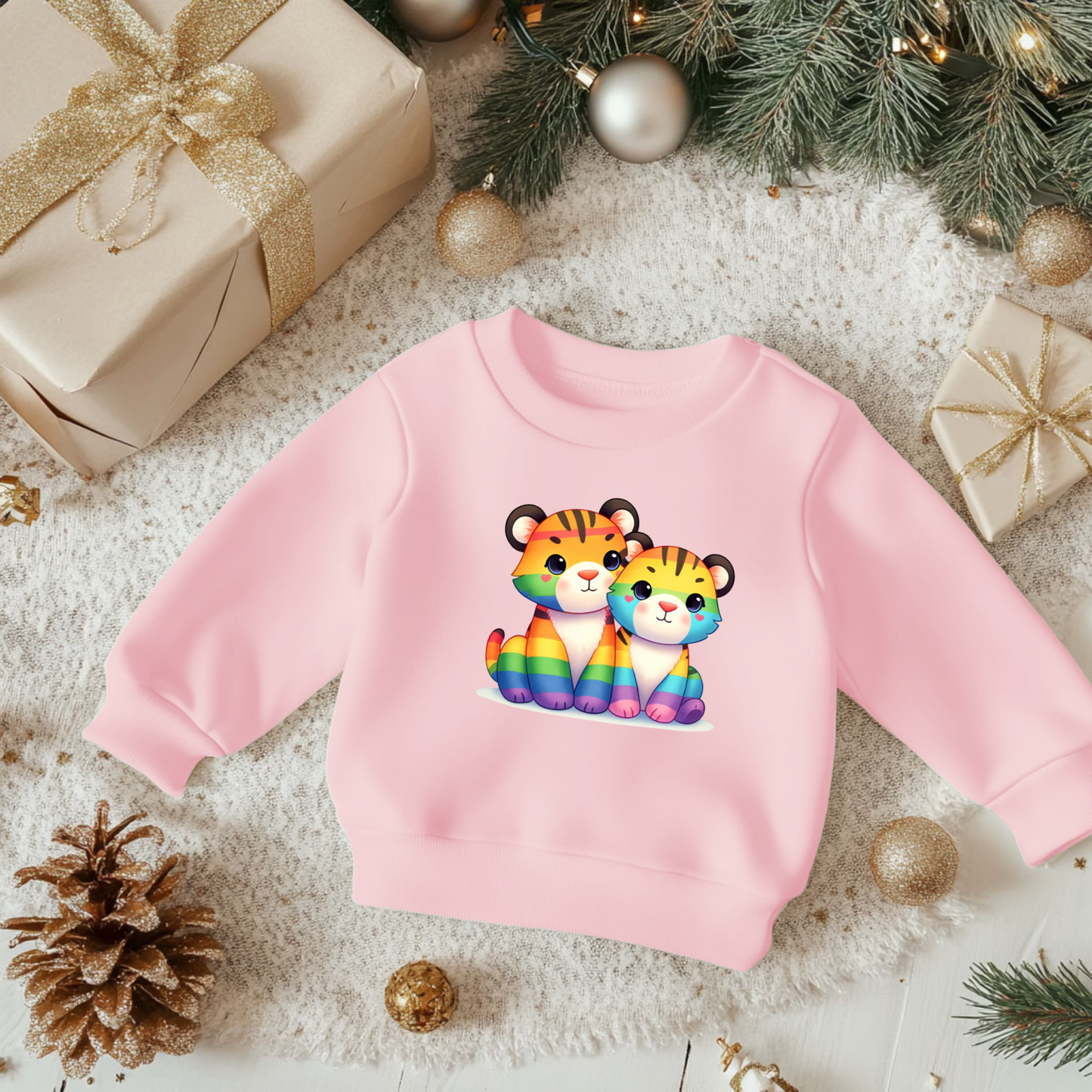 Toddler Sweatshirt - Cute Rainbow Tiger Kittens