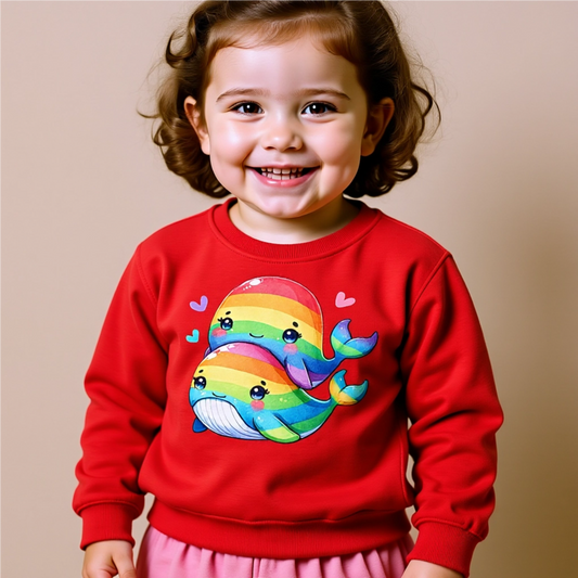 Kids Sweatshirt - Cute Rainbow Whales