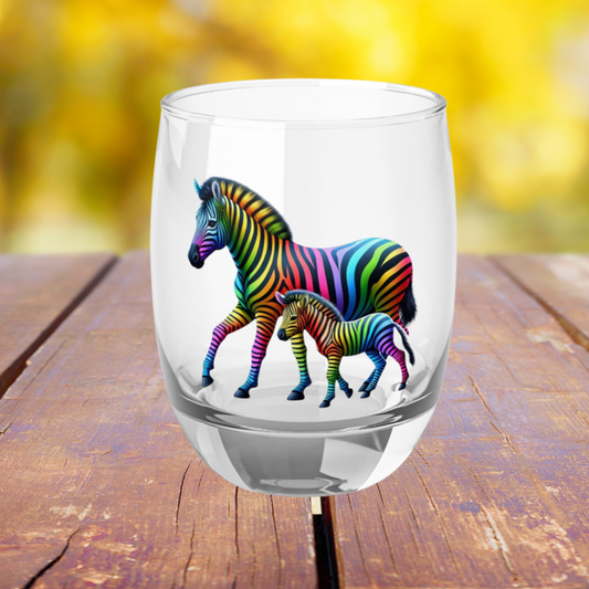 Rainbow Zebras Whiskey Glass