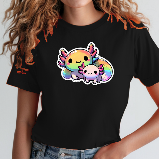 Rainbow Cartoon Axolotls Unisex Soft T-Shirt