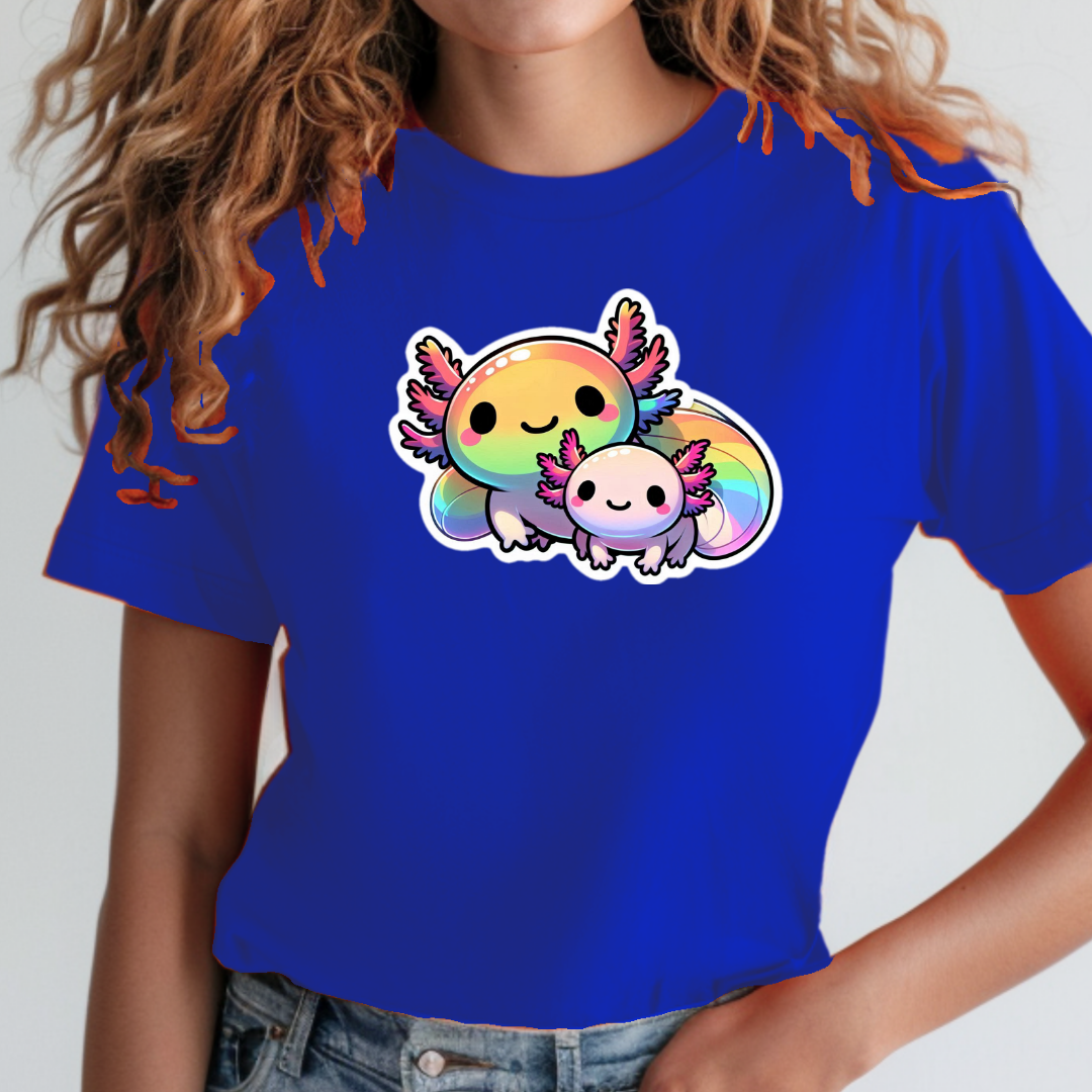 Rainbow Cartoon Axolotls Unisex Soft T-Shirt