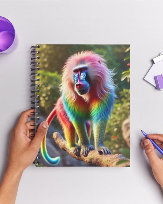 Spiral Notebook - Rainbow Baboon on Guard  (ruled)