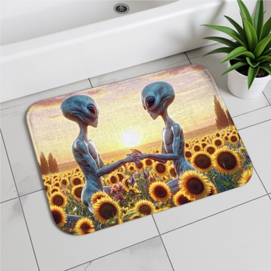 Aliens in Love Bath Mat