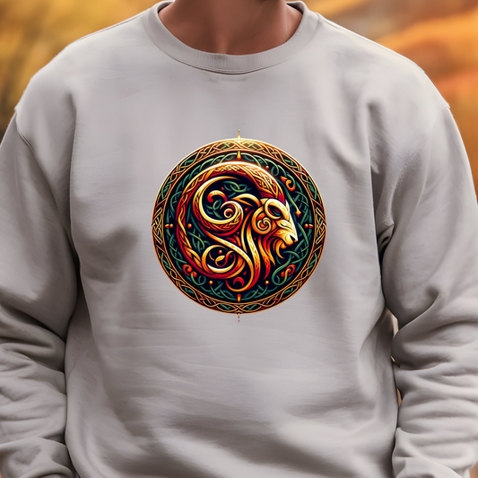 Crewneck Sweatshirt with Celtic Astrological Symbols-Capricorn